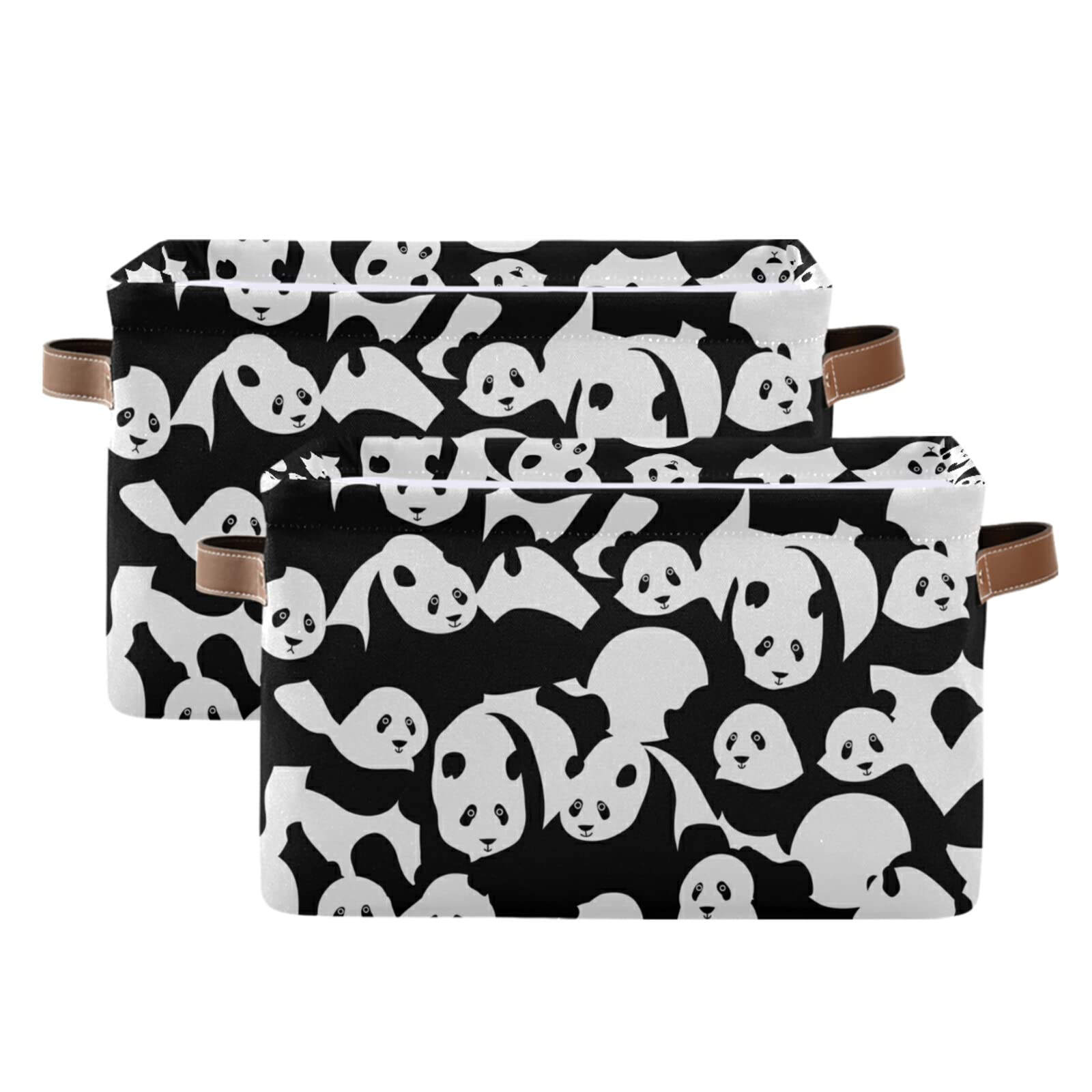 ALAZA Dinosaur Toy Storage Basket - Waterproof Baby Shower Organizer Bin Box for Nursery, Kids Room & Playroom (14.2x10.2x8.3 Inches, Panda Black White) - Perfect for Storing Stuffed Animals, Books & Toys