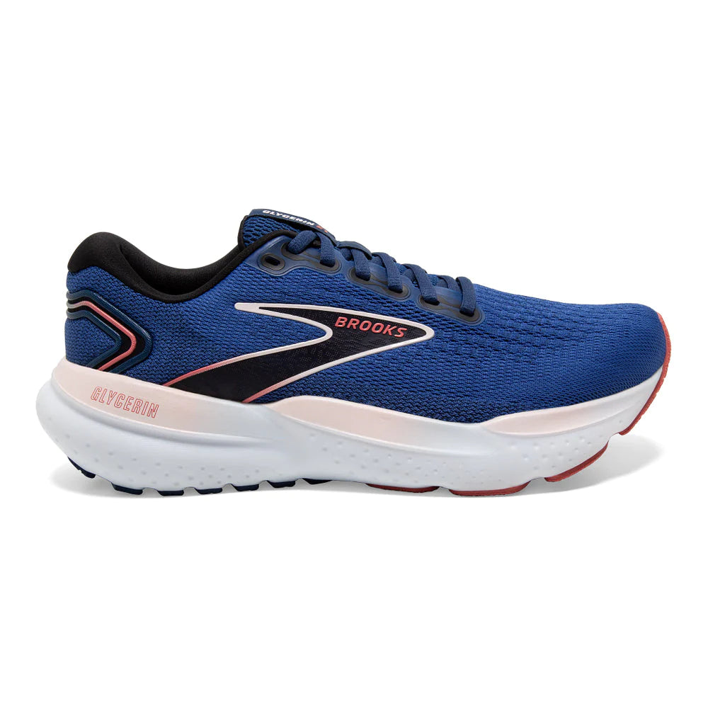 Brooks Women's Glycerin 21 Running Shoes - Blue/Icy Pink/Rose | Cushioned Road Running Sneakers for Women | Perfect for Marathon Training & Daily Jogging