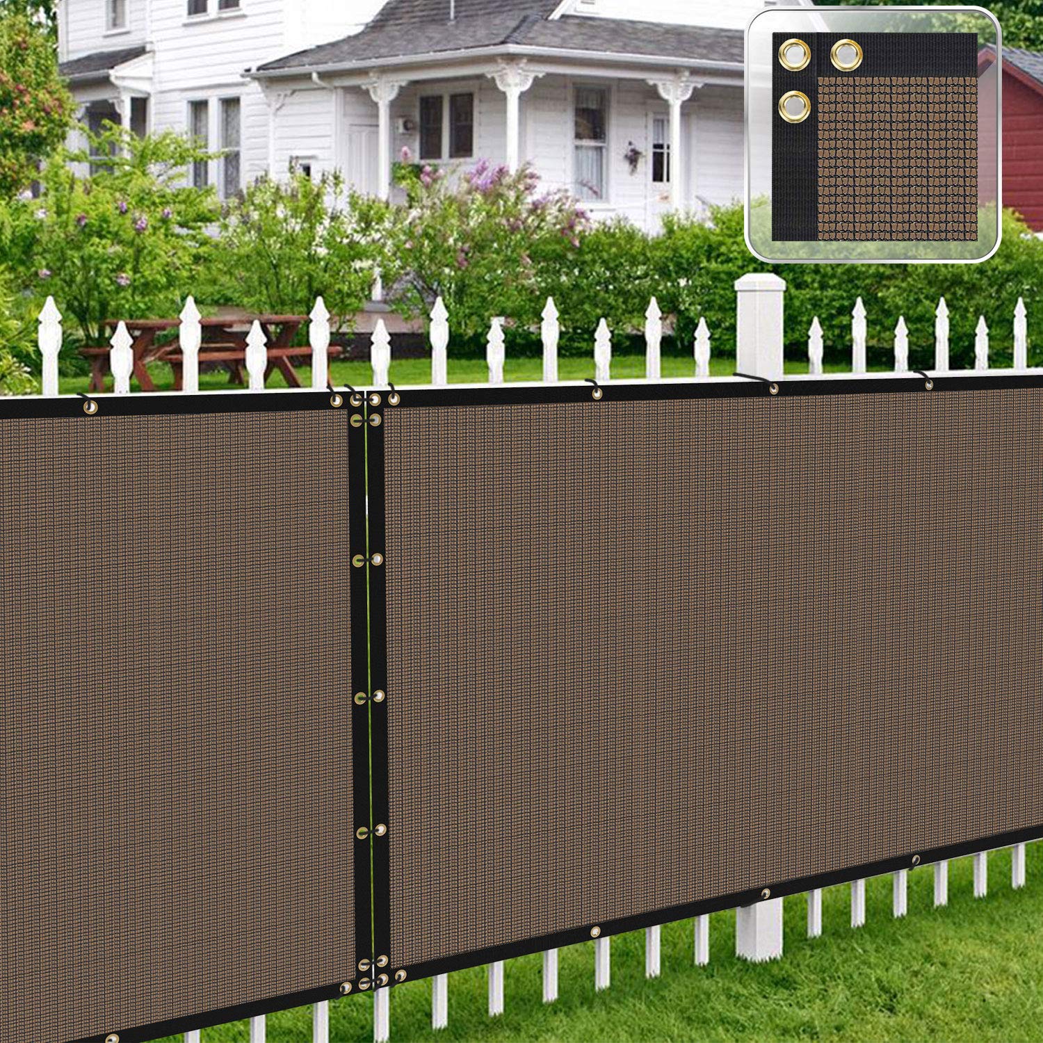 4'x53' Privacy Screen Fence for Chain Link - 98% View Blockage with Grommets, 3-Year Warranty (Brown) - Perfect for Backyard Privacy, Patio Shade & Outdoor Living Spaces