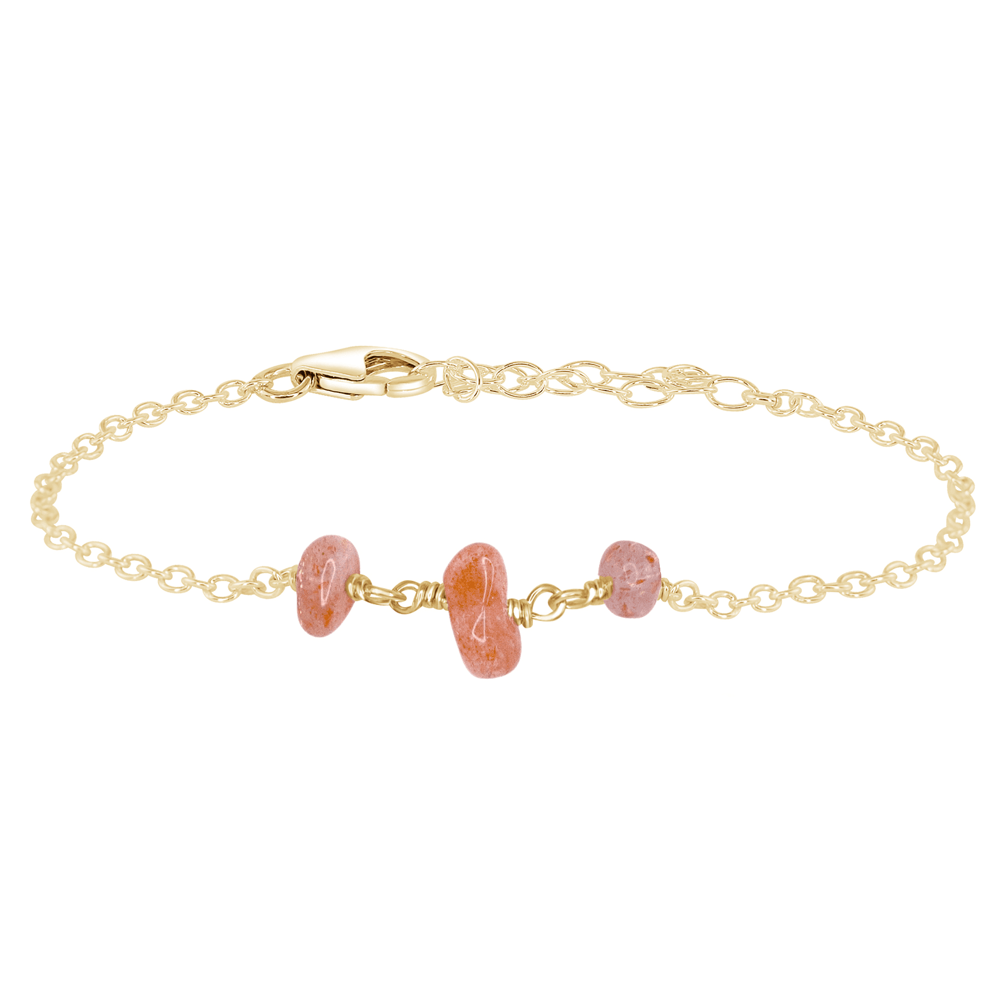 Sunstone Beaded Chain Bracelet for Women - Natural Gemstone Healing Jewelry for Energy Balance & Stress Relief - Perfect for Yoga, Meditation & Spiritual Wellness