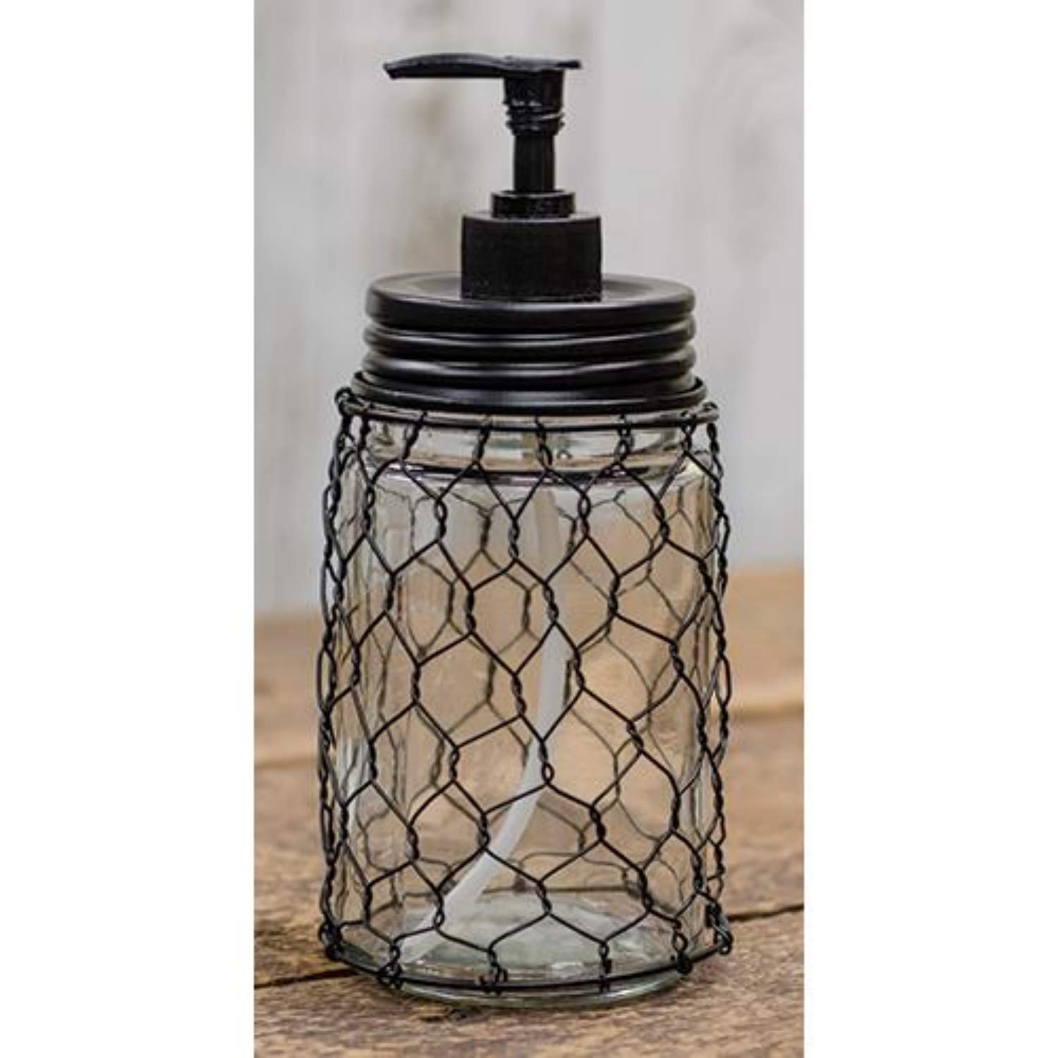 Rustic Chicken Wire Soap Dispenser with Mason Jar - Farmhouse Style Bathroom Decor for Kitchen, Bath & Country Home