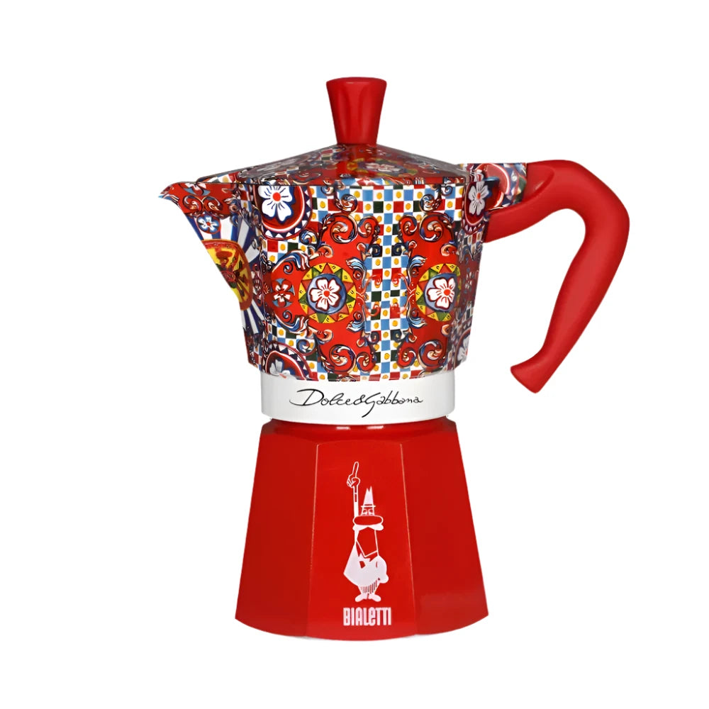 Bialetti Dolce&Gabbana Moka Express Stovetop Espresso Maker - 6 Cup Italian Coffee Machine in Sicilian Red | Perfect for Home Brewing, Gifts & Coffee Lovers