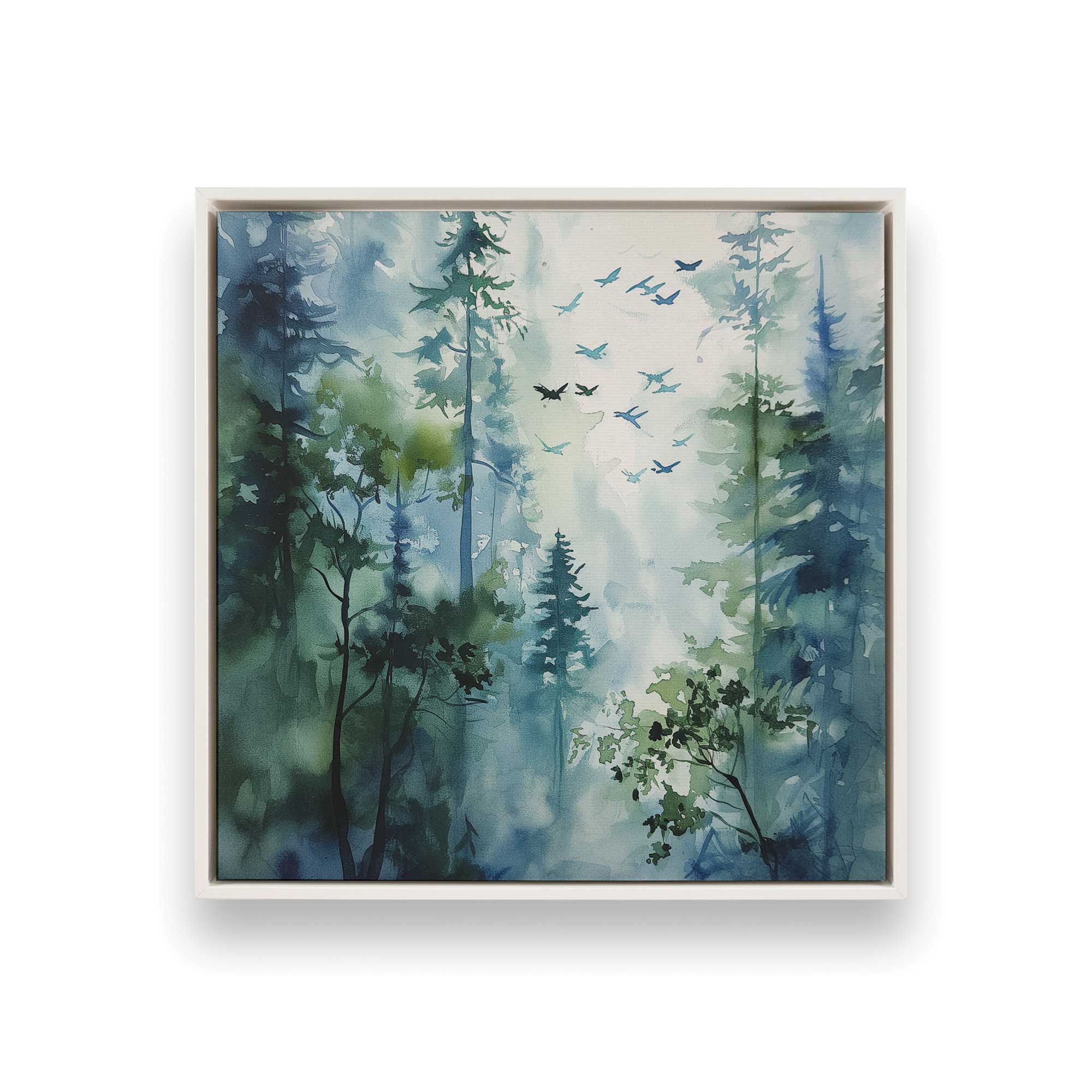Enchanted Forest Canvas Prints - Set of 2 Blue and Green Nature Wall Art for Living Room, Bedroom & Office Decor