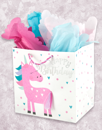 Adorable Unicorn Gift Bags - Medium Square Party Favor Bags for Birthday, Baby Shower & Wedding Favors | Bulk Wholesale Packaging