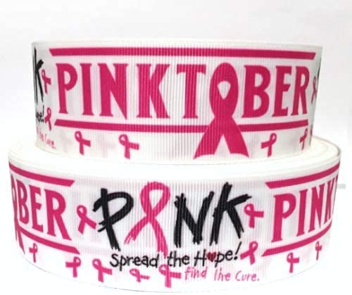 3 Inch Grosgrain Ribbon - Pink Breast Cancer Awareness Ribbon for Hair Bows, Crafts, Gifts, DIY Projects | 1 Yard Pinktober Printed Ribbon for Fundraising Events, Awareness Campaigns & Decorative Uses