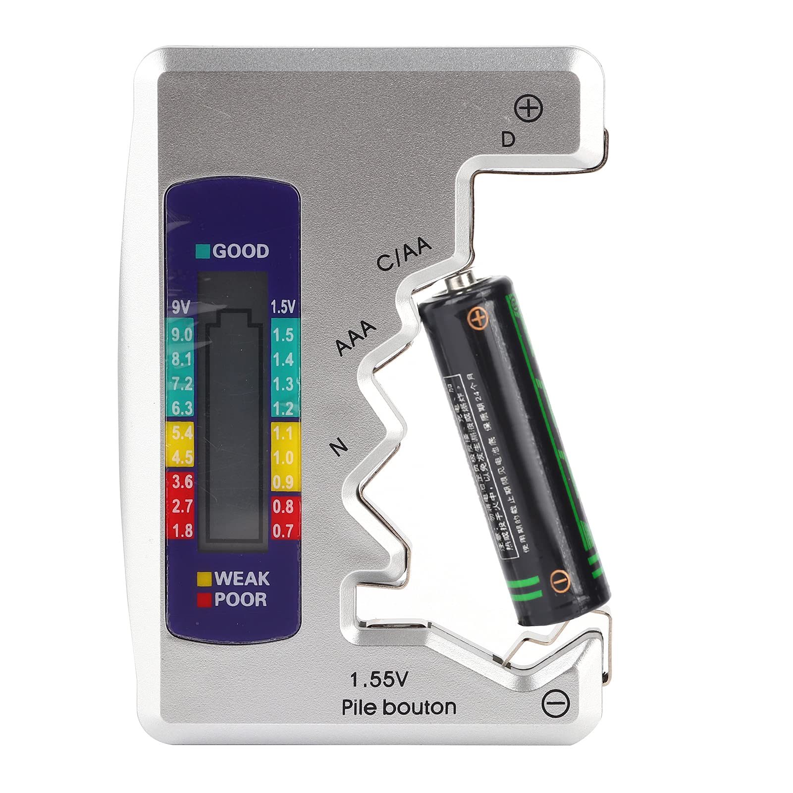 Digital Battery Tester - Portable Battery Capacity Checker & Voltage Meter (90x60mm) for Button Cell & Small Batteries - Perfect for Home, Office, and Electronics Repair