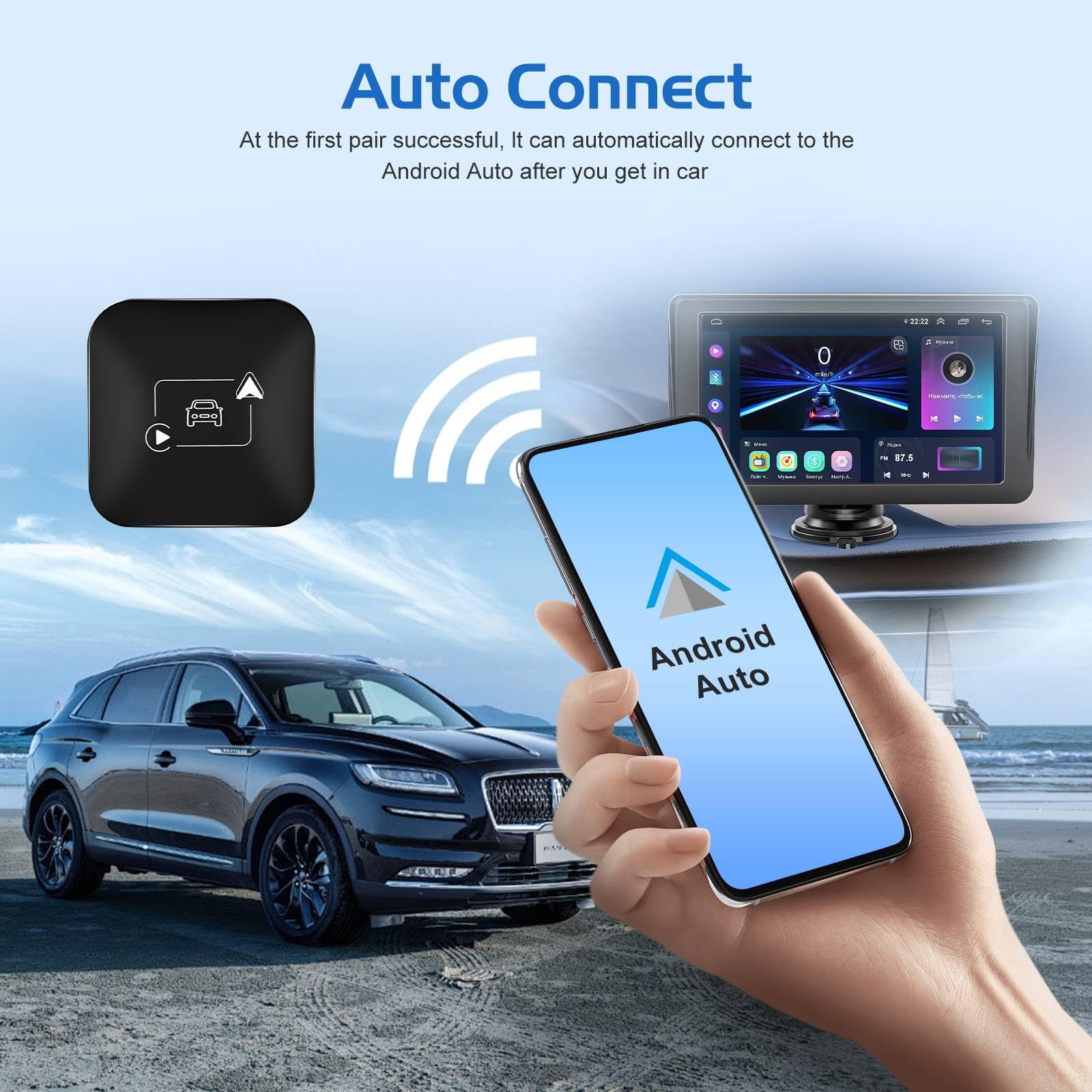 Wireless Android Auto & CarPlay Adapter - Plug & Play USB Dongle for Wireless Car Connectivity - Convert Wired to Wireless - Compatible with Most Cars - Perfect for Commuting, Road Trips & Hands-Free Driving