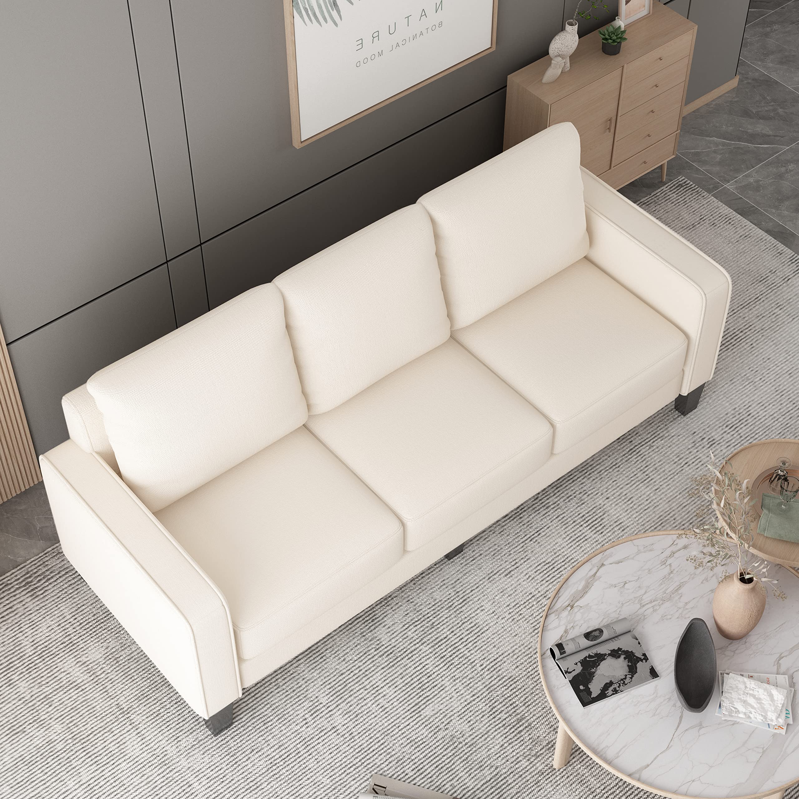 Modern Convertible Sofa Couch with Linen Fabric & 6.7