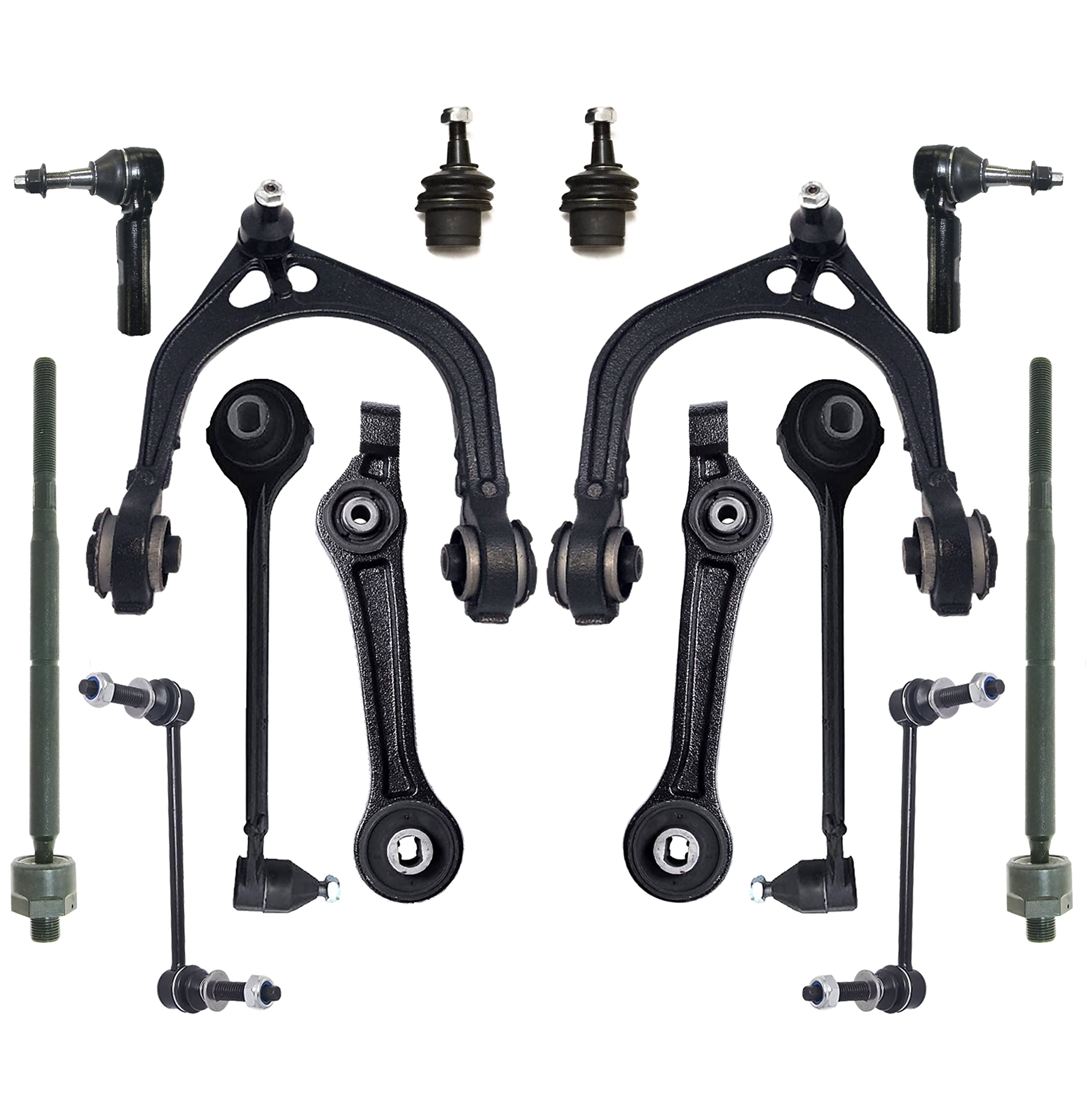 14-Piece Suspension Lower Control Arm Kit with Sway Bars, Tie Rod Ends & Adjustable Ball Joints - Fits Chrysler 300, Dodge Challenger & Charger (Passenger & Driver Side) - Perfect for Performance Upgrades & Off-Road Modifications