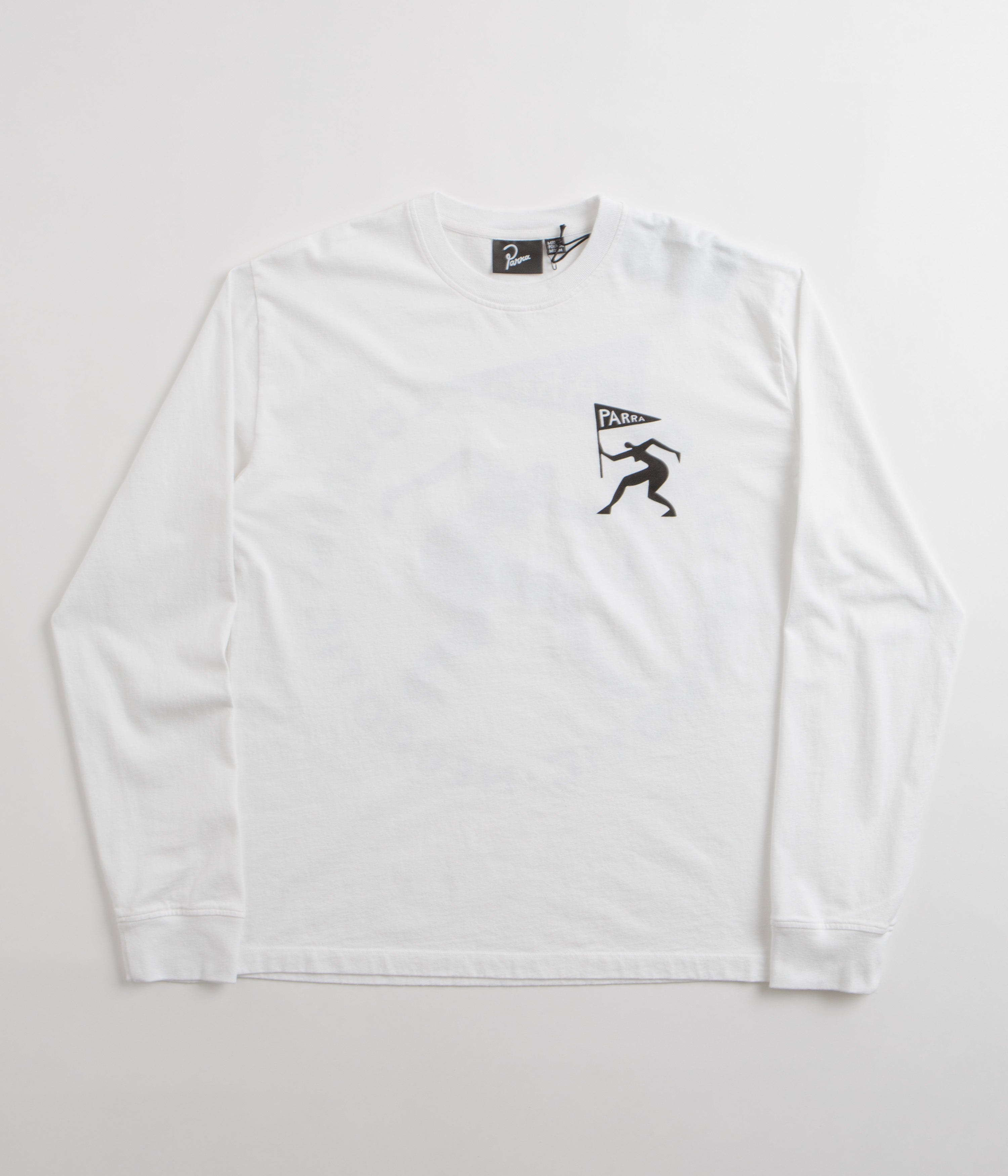 Parra Neurotic Flag Long Sleeve T-Shirt for Men & Women | White Cotton Crewneck Tee | Streetwear Fashion, Casual Wear, Gift Idea