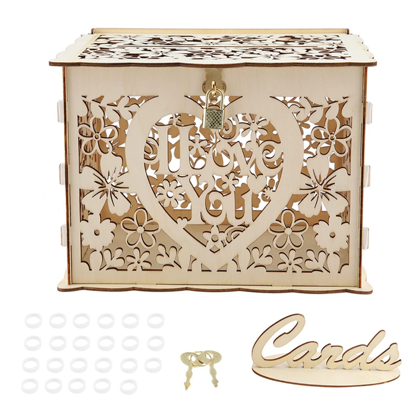 Yosoo Wedding Card Box with Lock & Key - Elegant Money Gift Box for Wedding Reception, Anniversary, Birthday Party | Perfect for Guest Cards, Cash Gifts & Special Occasions