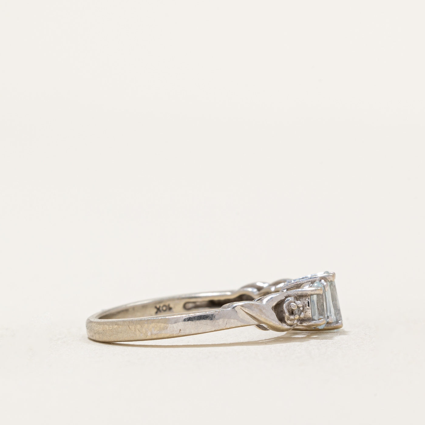 Three Stone Aquamarine & Diamond Ring - 0.44ctw Aquamarine & 0.005ctw Diamonds - Size 4.5 - Elegant Birthstone Jewelry for Women, Perfect for Engagement, Anniversary & Special Occasions