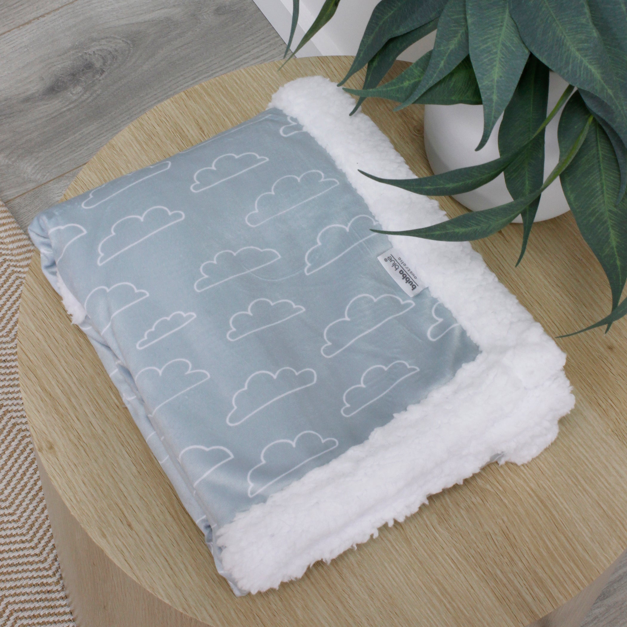 Nordic Velour Cuddle Blanket with Fleece Lining - Ultra Soft Blue Cloud Throw Blanket for Bed, Sofa & Winter Warmth - Cozy Home Decor Gift for Women & Men