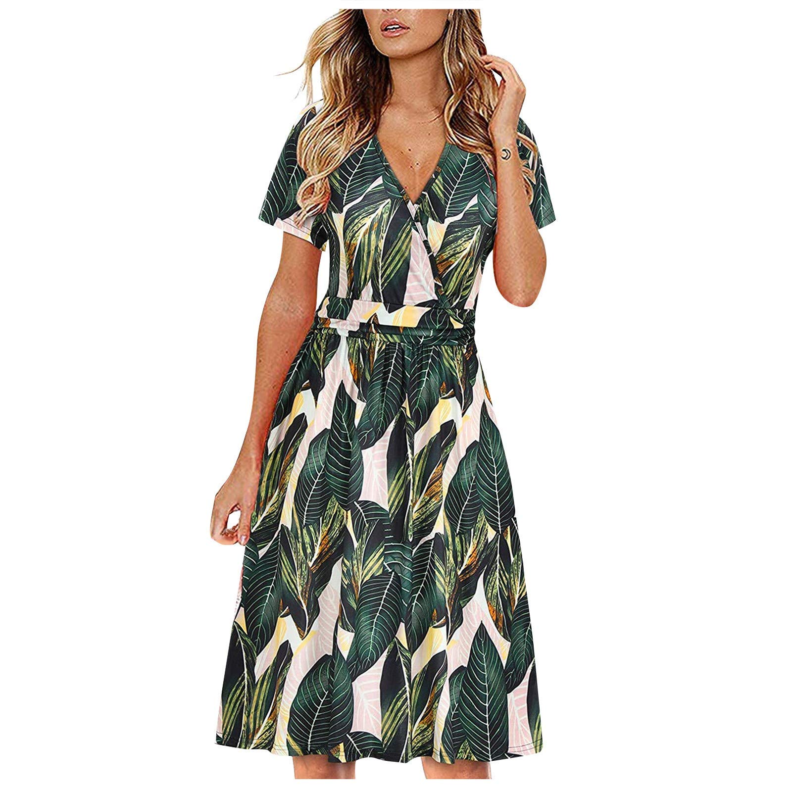 Floral Print Dress for Women - Boho Elegant Summer Dress with Drawstring | Sexy & Comfortable Women's Dress 2024 | Perfect for Beach Vacations, Date Nights & Summer Parties