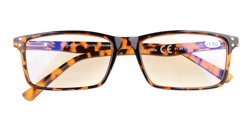 Eyekepper Stylish Computer Reading Glasses with Spring Hinges - Tortoiseshell Frame +2.0 Magnification for Screen Time, Office Work & Reading