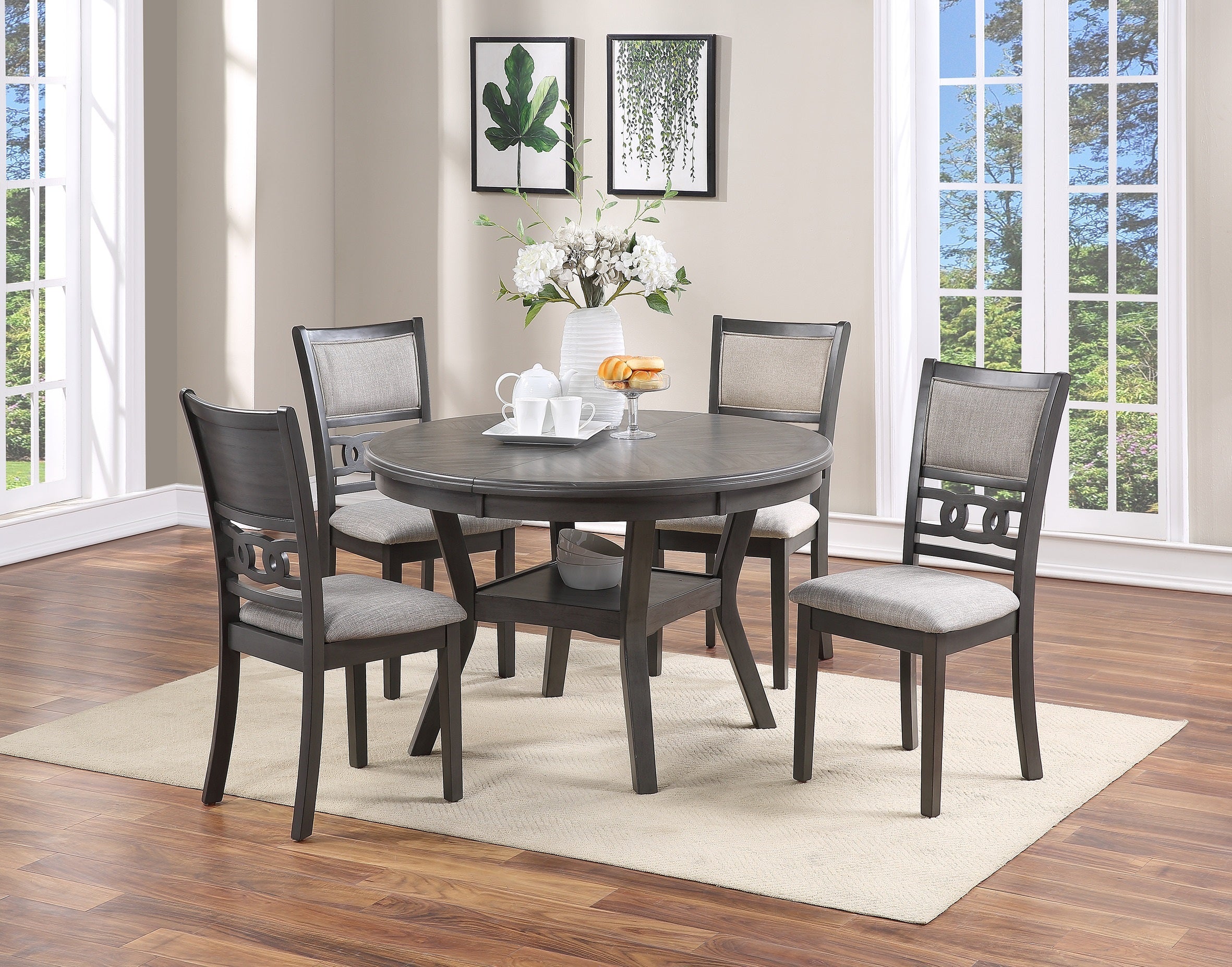 Modern Grey Dining Room Chairs Set of 2 - Upholstered Cushion Seats with Unique Back Design - Perfect for Kitchen, Breakfast Nook & Small Space Dining - Comfortable Side Chairs for Home Decor
