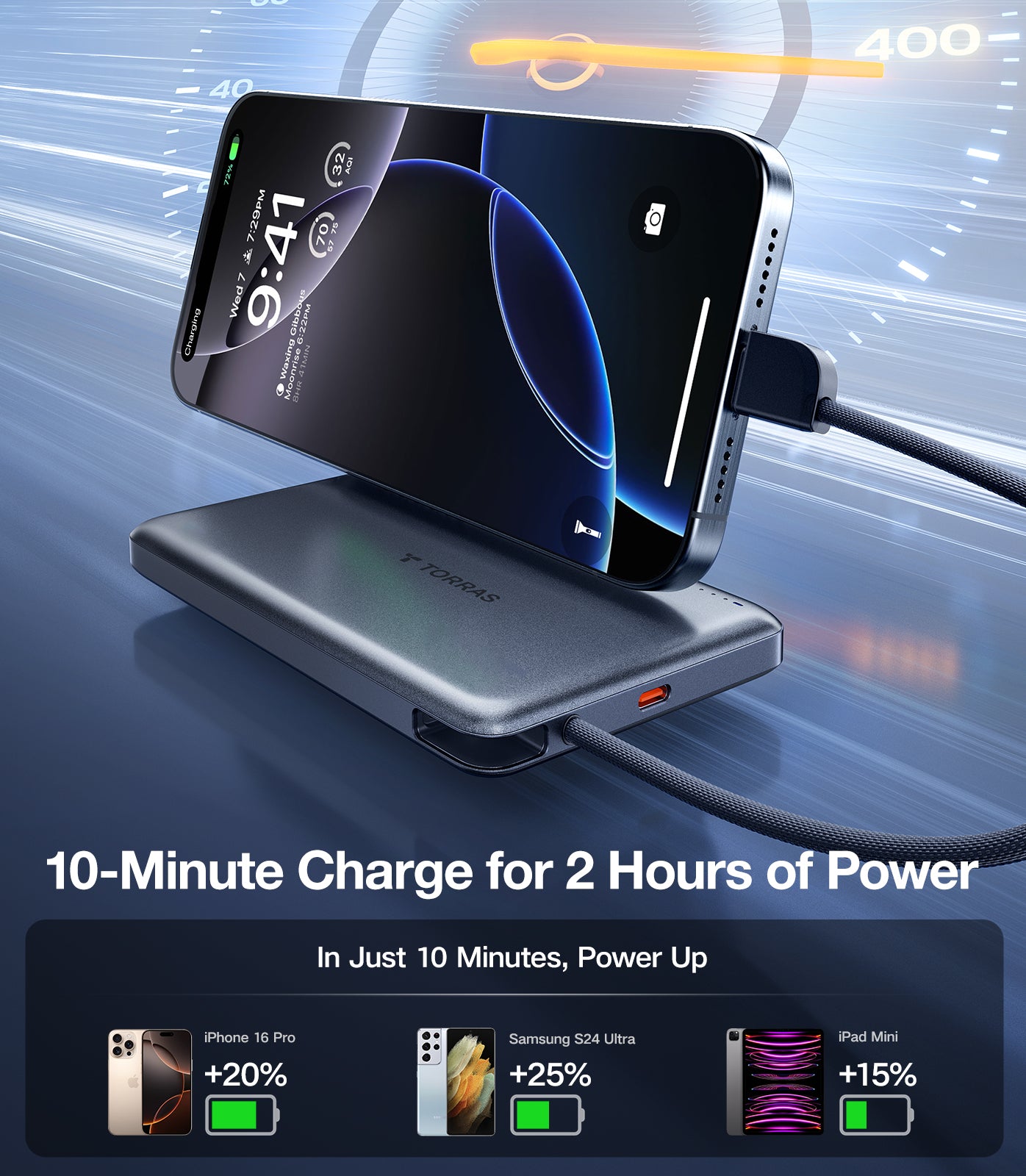 PebbleLink 10000mAh Portable Power Bank - Fast Charging External Battery Pack for iPhone, Samsung, Android - Perfect for Travel, Camping, and Emergency Charging