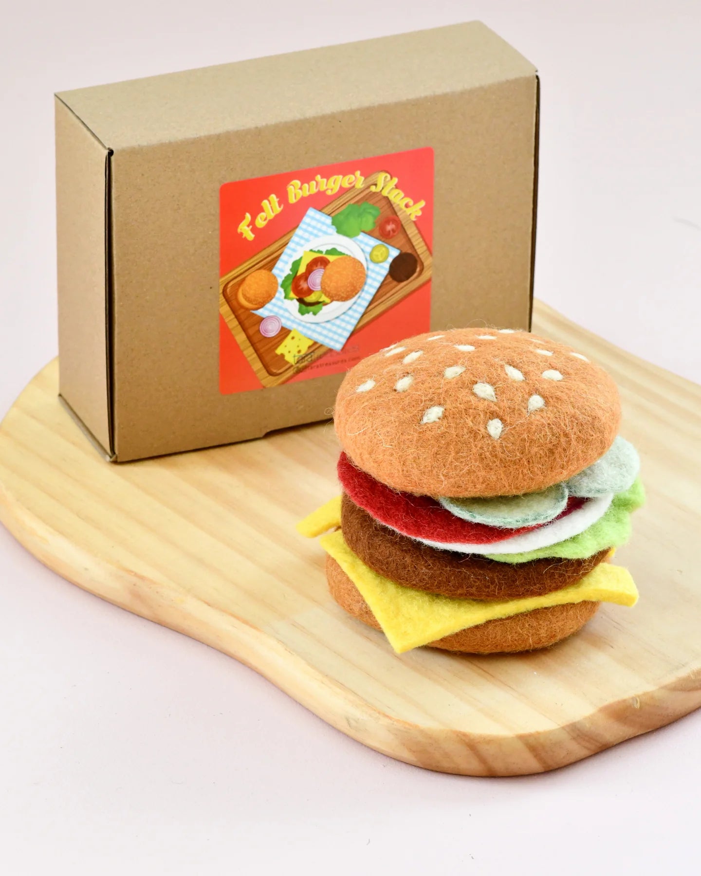 Burger Stack Play Set - Felt Play Food for Kids - Pretend Play Kitchen Toys for Toddlers - Perfect for Role Play & Learning Fun