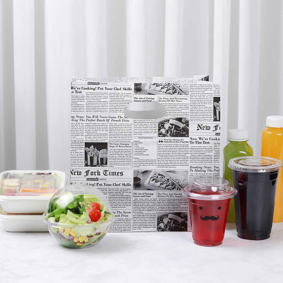 Eco-Friendly Rectangle Newsprint Paper Take Out Bags with Handles - 11