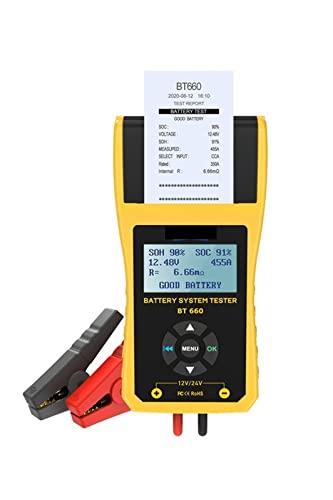 BT660 Digital Car Battery Load Tester - 12V Vehicle Battery Analyzer with CCA Test, Voltage Check & Printer - Auto Diagnostic Tool for Cranking & Charging Systems (Use for Car Maintenance, Fleet Management & Auto Repair Shops)