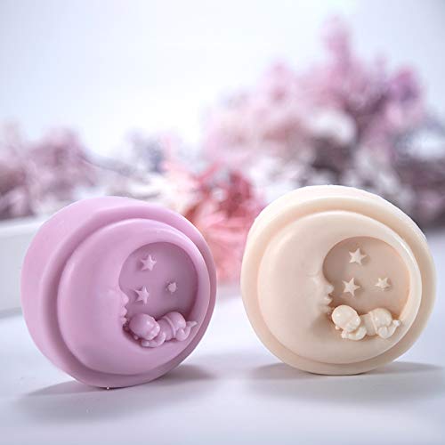 Moon Shaped Silicone Soap Mold for Baby Shower Favors, DIY Candle Making & Cake Decorating - Perfect for Handmade Gifts, Bath Bombs & Home Crafts