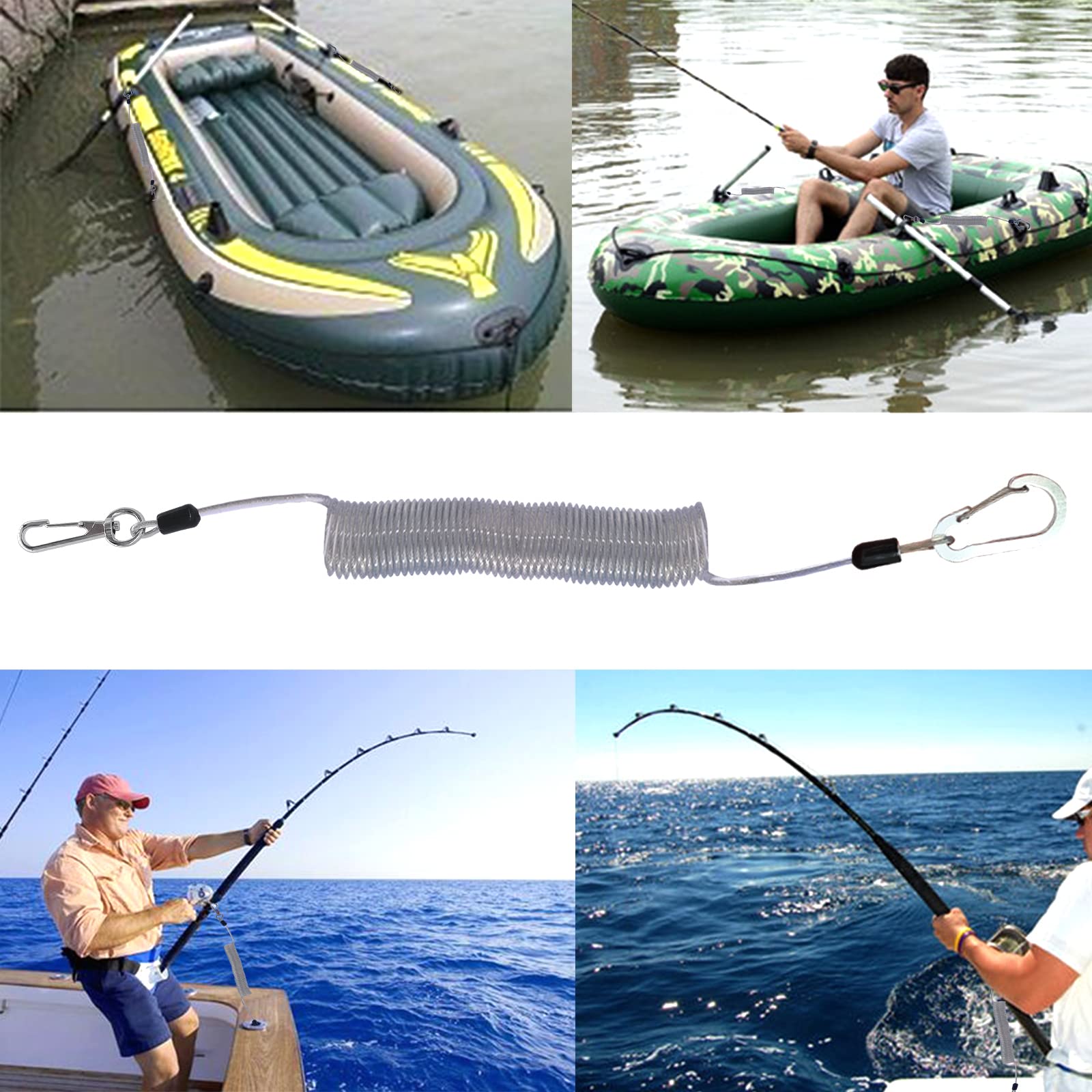 **Heavy Duty Coiled Fishing Lanyard with Stainless Steel Wire – Retractable Safety Tether for Fishing Rods, Pliers, Boating & Kayak Paddles – Secure Gear for Anglers & Water Sports**    *(Use Case: Ideal for fishing, kayaking, boating, and outdoor water activities to keep tools and gear secure and within reach.)*