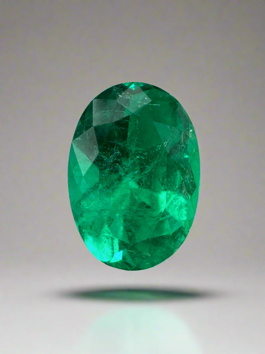 3.24 Carat AAA+ Vivid Yellowish Green Oval Colombian Emerald - 11.4x8mm Natural Loose Gemstone for Jewelry Making, Engagement Rings & Luxury Gifts