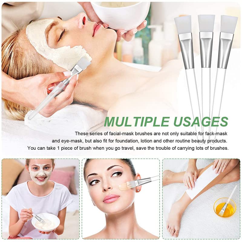 12-Piece Soft Facial Mask Brush Set with Clear Plastic Handle - Skin Care & Body Butter Applicator Tools for Smooth & Even Application (White) - Perfect for DIY Spa, At-Home Facials & Professional Skincare Routines