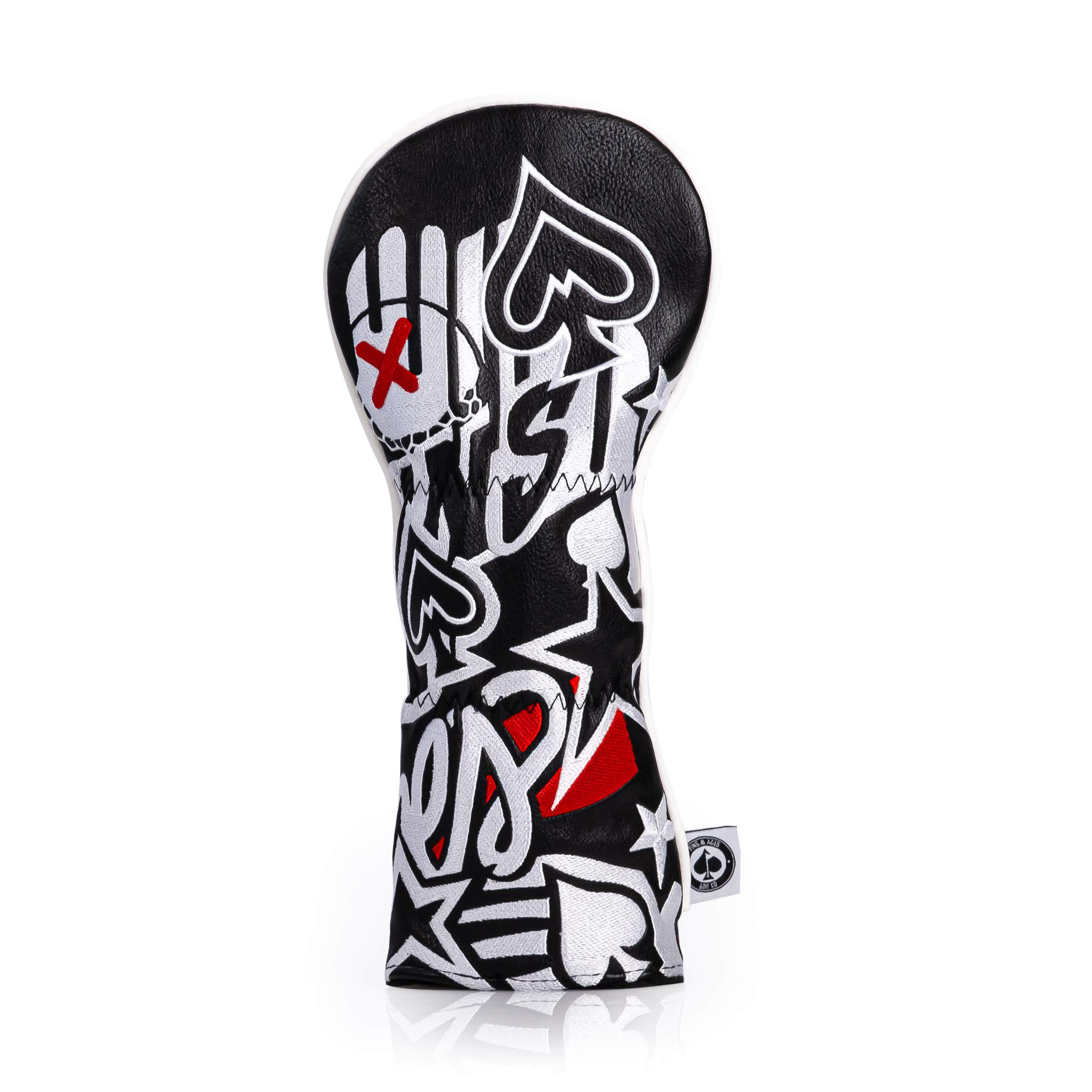 Pins & Aces Golf Co. LE Graffiti Head Cover - Premium Handmade Leather Golf Club Cover - Urban Style Tour Quality Headcover for Drivers & Woods - Customize Your Golf Bag for Driving Range & Course Play