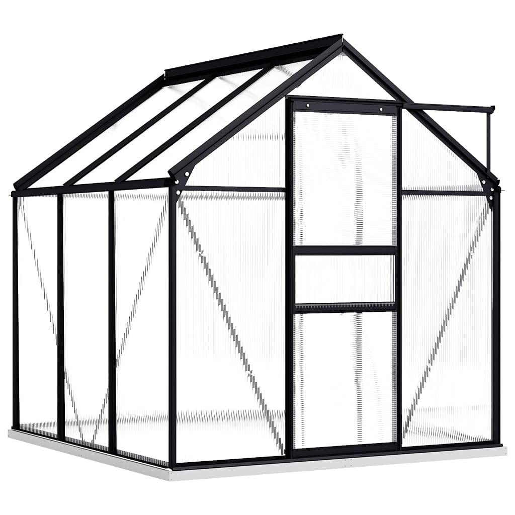 Premium vidaXL Greenhouse with Base Frame - Anthracite Aluminum, 212.9 ft³ Spacious Interior, Durable Polycarbonate Panels | UV Resistant & Thermal Insulated | Sturdy Aluminum Construction for Year-Round Gardening - Perfect for Growing Vegetables, Flowers & Herbs in All Seasons