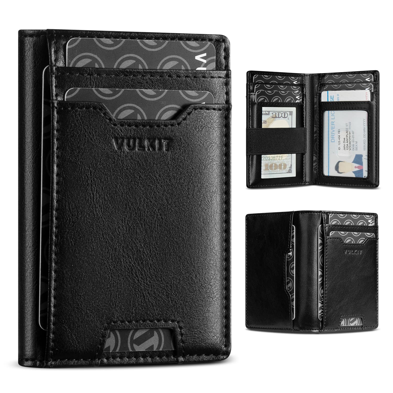 Premium Slim RFID Blocking Leather Credit Card Holder - 10 Card Slots with Money Band - Compact & Secure Wallet for Travel, Business & Everyday Use