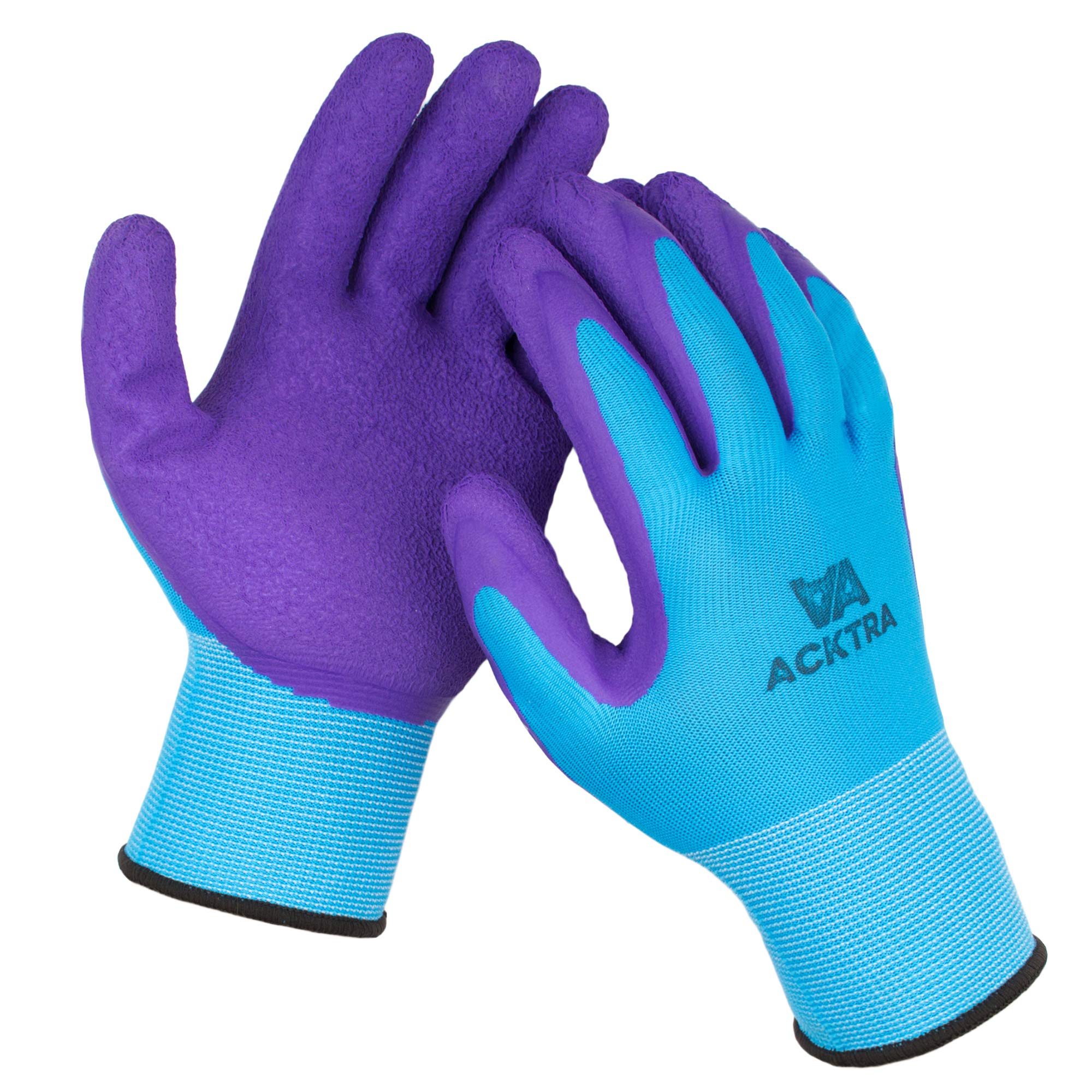 Premium Crinkle Rubber Coated Work Gloves - 120 Pairs Bulk Pack (Small) for Gardening, Construction & Warehouse Use - Blue Polyester with Purple Latex Coating - Durable Safety Gloves for Men & Women | Ideal for Landscaping, DIY Projects, Heavy Duty Work & Industrial Applications