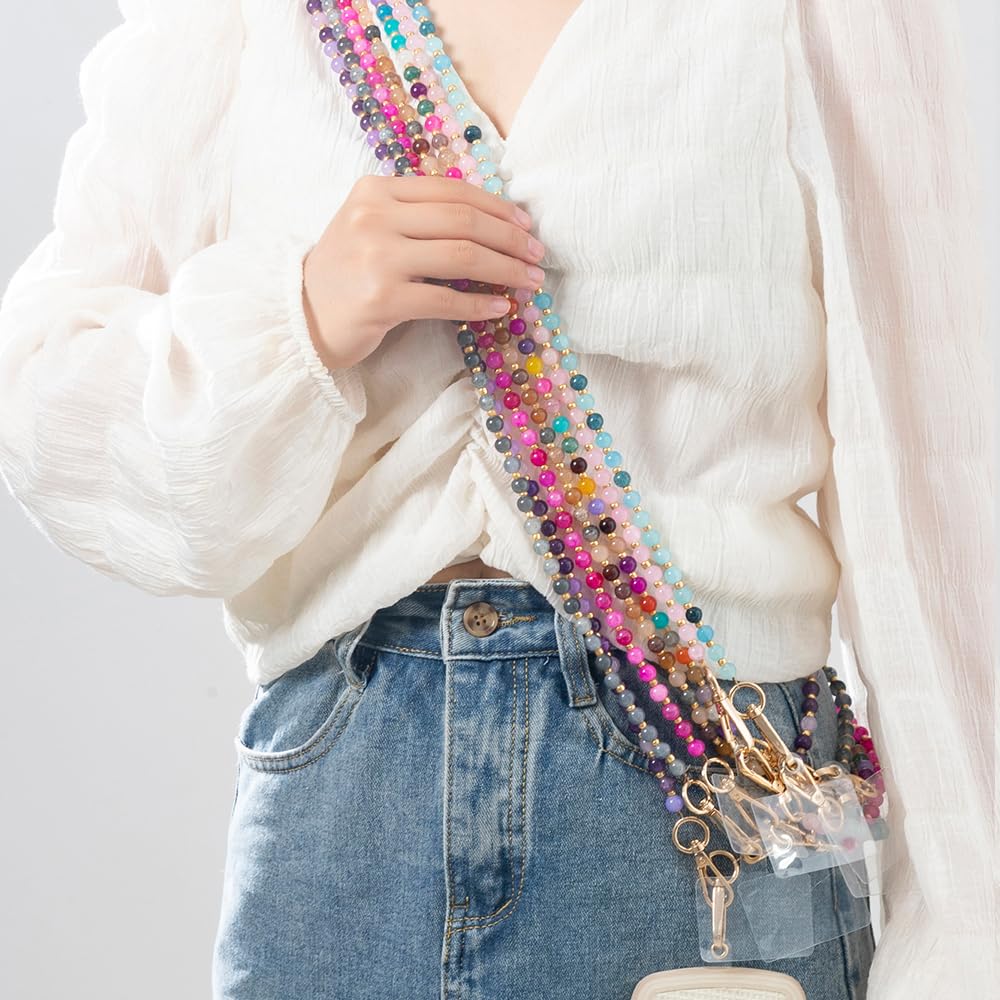 Universal Acrylic Beads Phone Lanyard - 120cm Adjustable Crossbody Strap with Tether Tab for iPhone, Samsung & Most Smartphones | Perfect for Hands-Free Use While Shopping, Traveling or Working