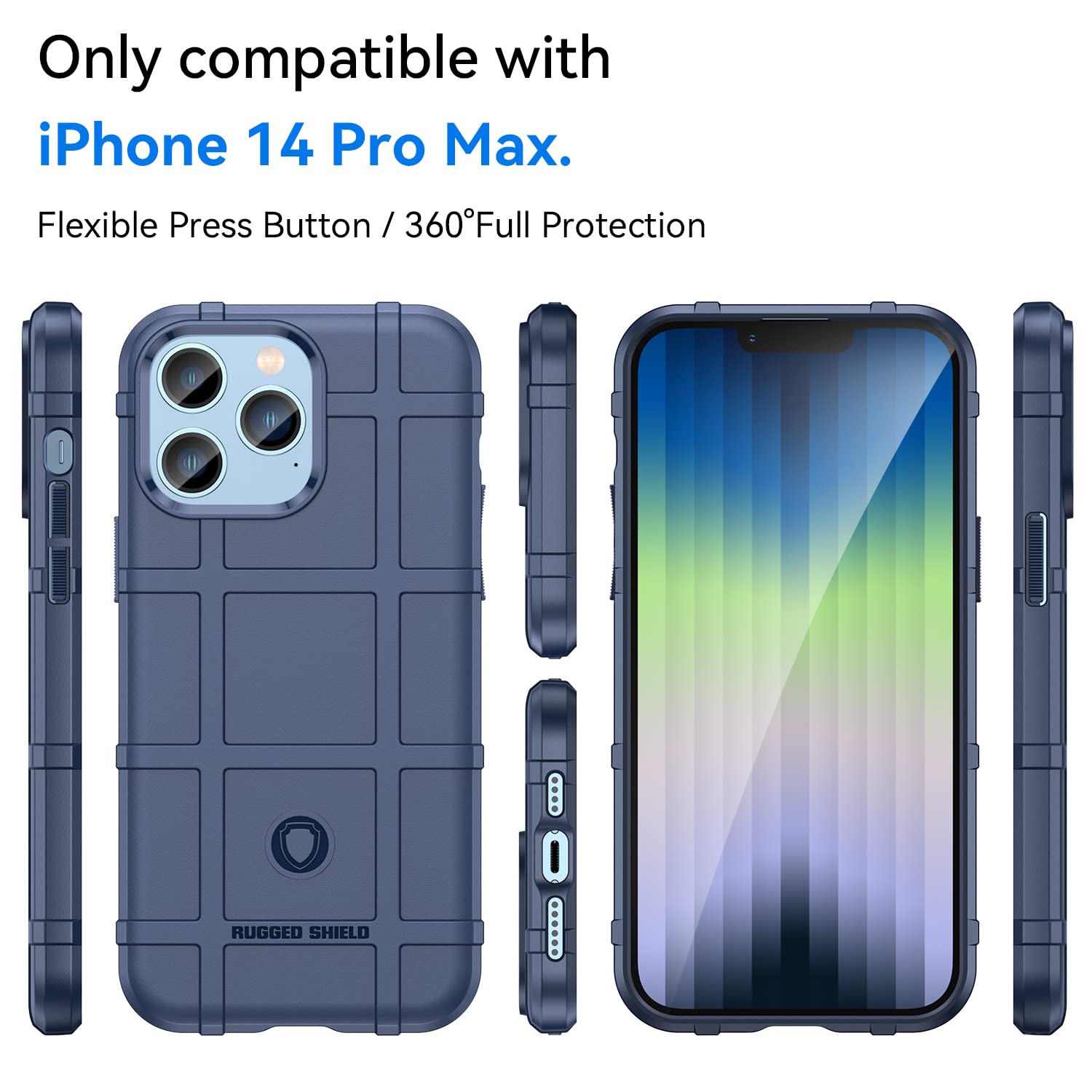 Military Grade Shockproof Slim Rugged Phone Case for iPhone 14 Pro Max (6.7 Inch) - Drop Tested Protective Cover with Camera Lens Protection - HD Blue - Perfect for Outdoor Adventures & Daily Use