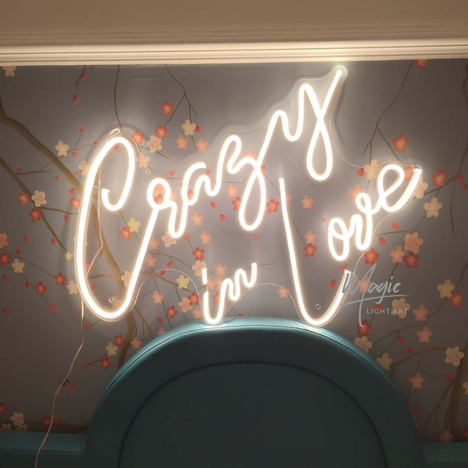 Large Neon Sign - 'Crazy in Love' Warm White LED Neon Light for Bachelorette Party, Birthday, Wedding, Engagement Decor | Perfect for Bars, Pubs, Clubs & Wall Hanging Decoration | Romantic Ambiance Lighting for Home & Event Spaces