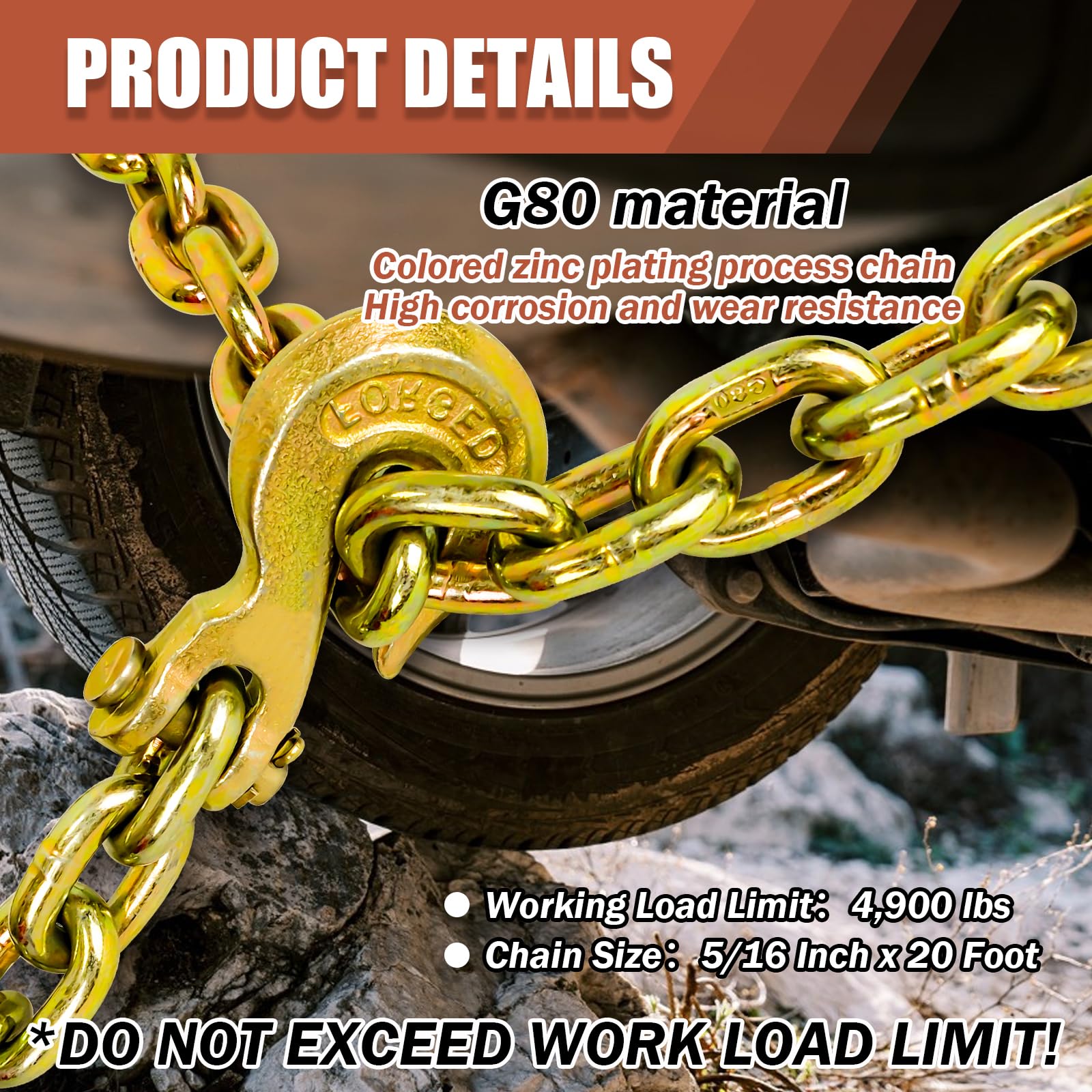 Heavy Duty G80 Transport Binder Chain 5/16