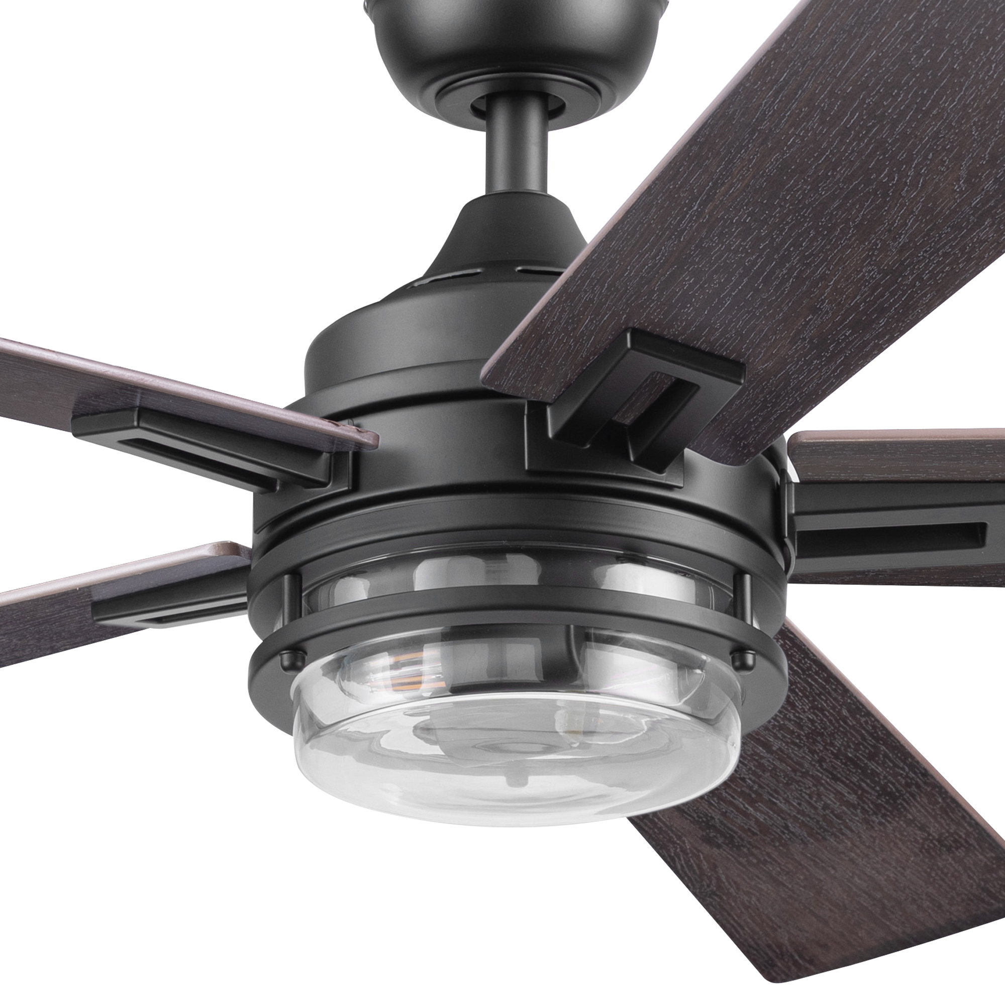 52 Inch Honeywell Myers Park Matte Black Ceiling Fan with Light Kit & Remote Control - Energy Efficient Indoor/Outdoor Cooling for Living Room, Bedroom, Patio