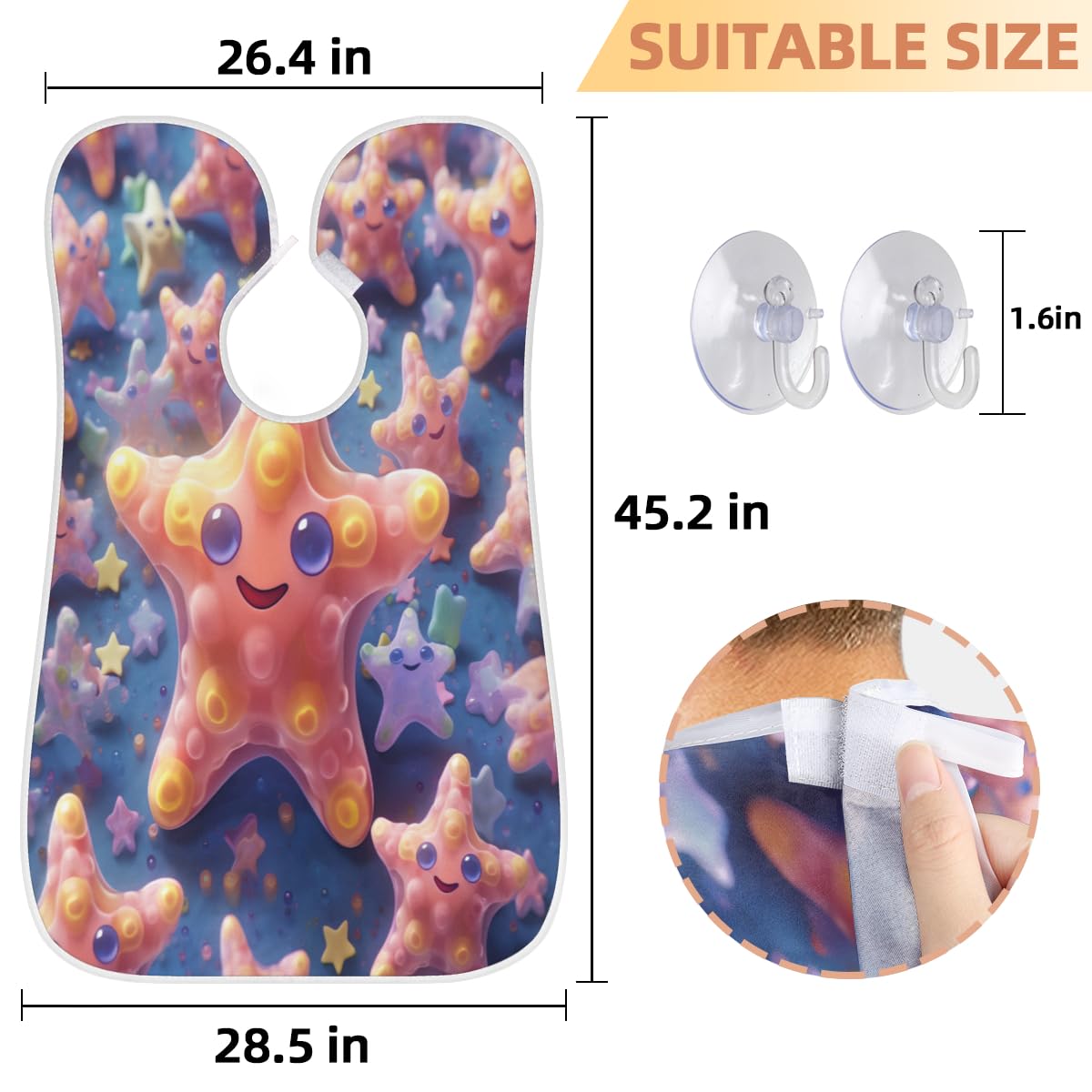 Men's Sea Starfish Beard Shaving Bib - Waterproof Makeup & Hair Dye Apron for Barbers & Stylists - Sink Hair Catcher & Beard Trimming Tool - Perfect Gift for Grooming & Salon Use