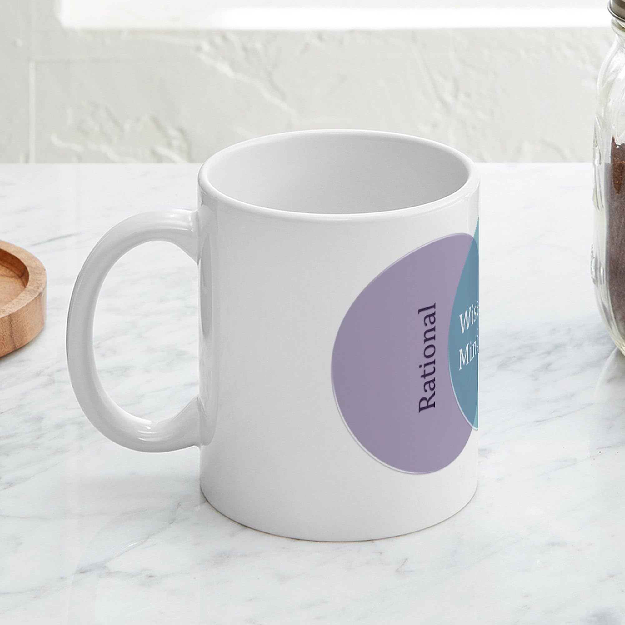 Wise Mind Ceramic Coffee Mug 11 oz (325 ml) - Inspirational Quote Mug for Tea, Coffee & Hot Drinks - Perfect for Office, Home & Gifts