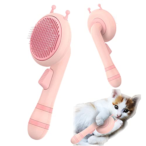 **Self-Cleaning Pet Grooming Brush for Dogs & Cats – Gentle Slicker Brush Removes Loose Hair, Mats & Tangles – Perfect for Puppies, Rabbits & Small Pets (Pink) – Ideal for Daily Grooming & Shedding Control**