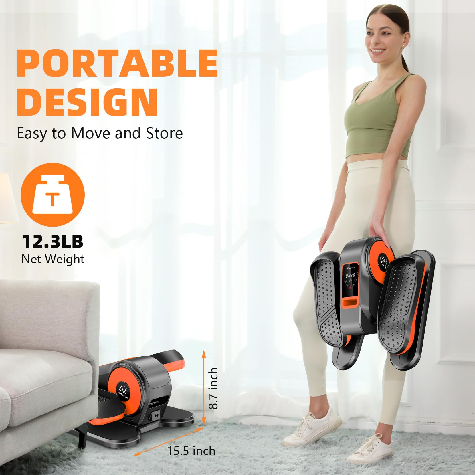 ANCHEER Under Desk Elliptical Machine - 12-Speed Adjustable Quiet Portable Leg Exerciser for Seniors & Office Workers with Remote Control | Home & Office Fitness Equipment for Low-Impact Workouts