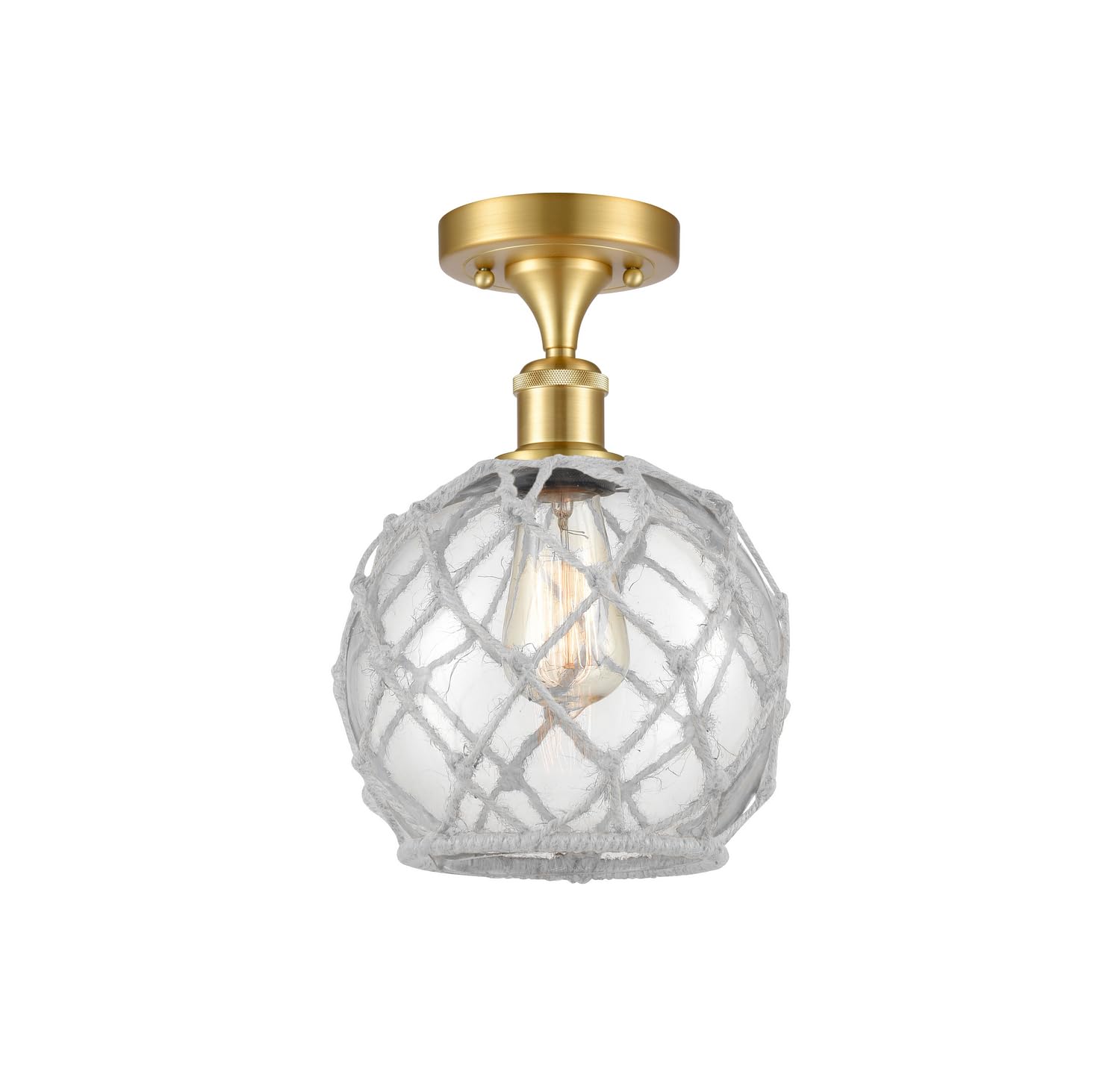 516-1C-SG-G122-8RW Satin Gold Bare Bulb 1 Light Cord Set - Vintage Edison Lighting for Cafe, Restaurant & Home Decor