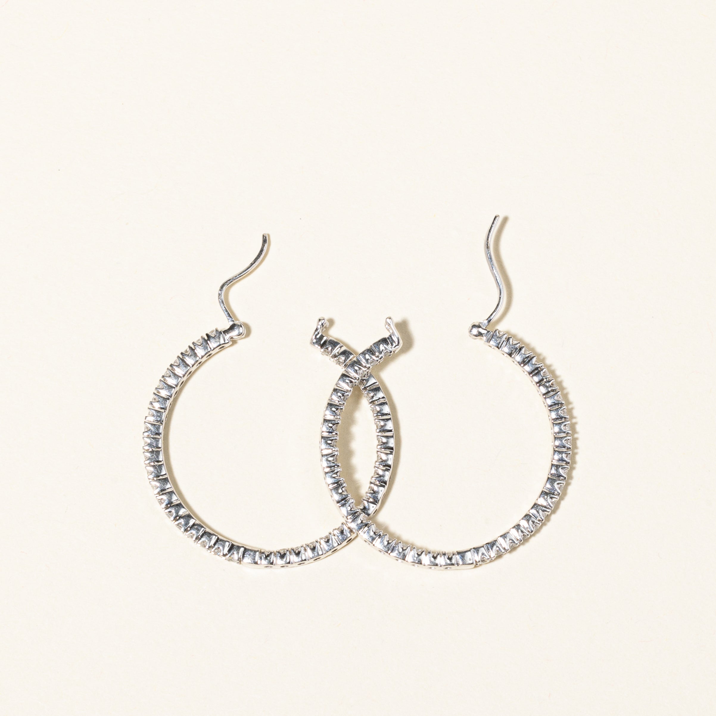 14K White Gold Diamond Hoop Earrings 0.95ctw - Elegant Dangle Earrings for Women, Perfect for Weddings, Parties & Everyday Wear