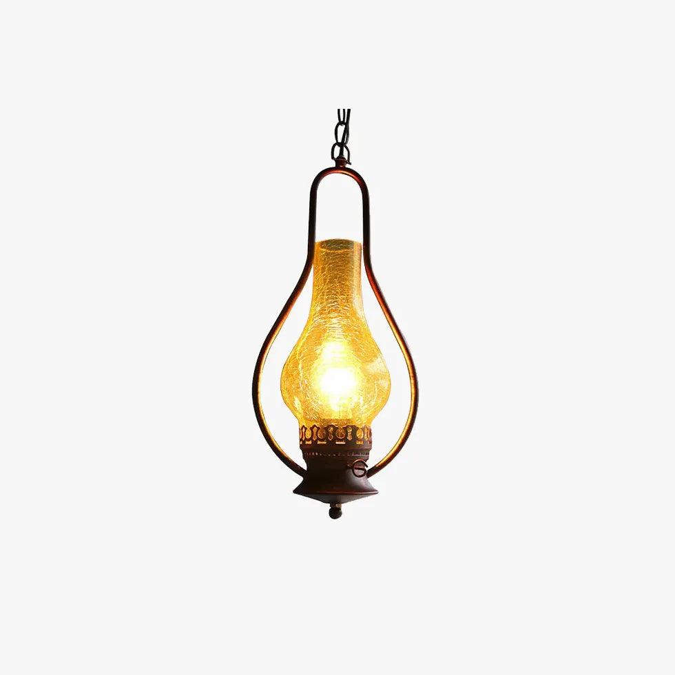 Vintage Oil Lamp Shaped Glass Pendant Light - Antique Style Hanging Fixture for Dining Room, Bedroom & Porch Lighting Decor