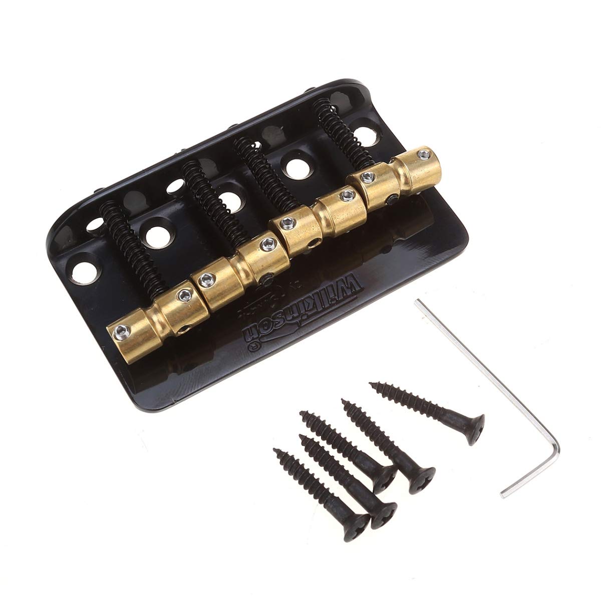 WBBC Bass Bridge Brass Saddles for 4-String Precision Bass & Jazz Bass - Black | High-Quality Replacement Parts for Enhanced Tone & Sustain | Perfect for Live Performances & Studio Recording