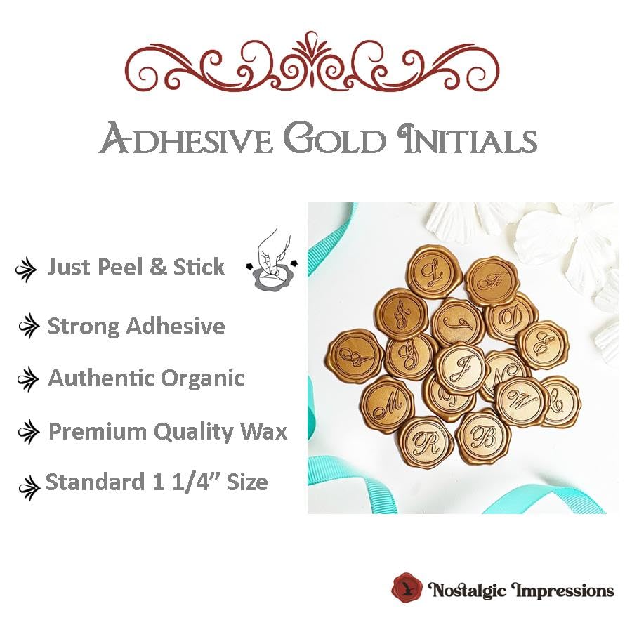 Gold Alphabet Wax Seal Stickers - 25 Pack Self-Adhesive Initial Letter V Seals for Wedding Invitations, Envelopes, Stationery & DIY Scrapbooking - Elegant Decorative Wax Stamps for Letters, Cards & Gift Wrapping