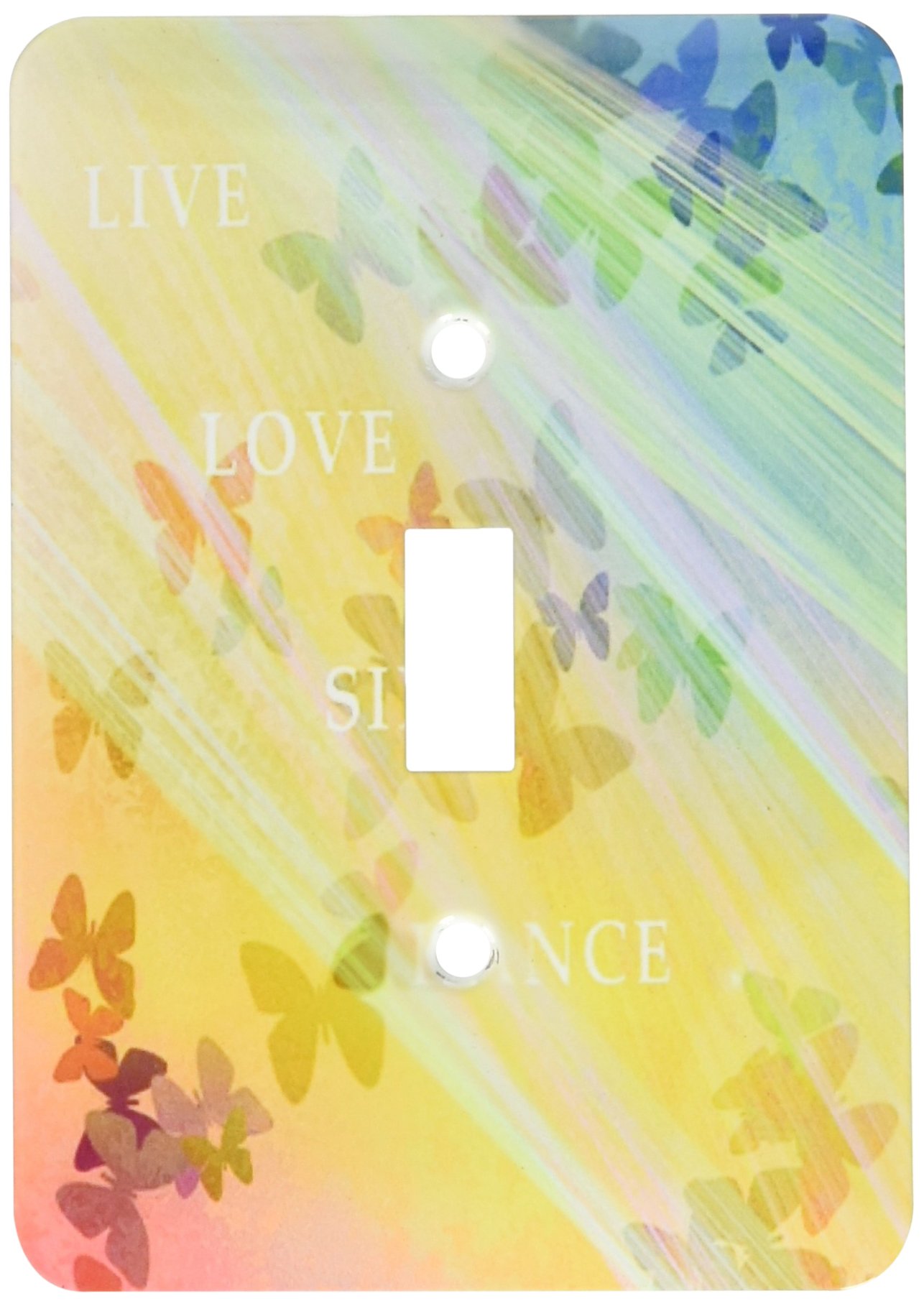 3D Rose Rainbow Butterflies Light Switch Cover - Live Love Sing Dance Design - Perfect for Bedroom, Bathroom, and Home Decor