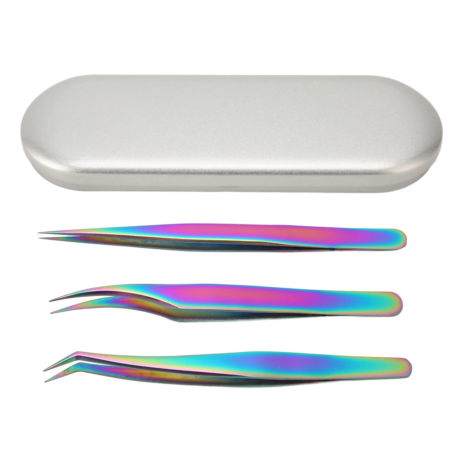 3PCS Professional Eyelash Extension Tweezers Set - Stainless Steel Lash Tweezers for Volume & Individual Extensions (Straight, Pointed, Dolphin Curved Tips) - Perfect for Salon Professionals & DIY Lash Artists at Home