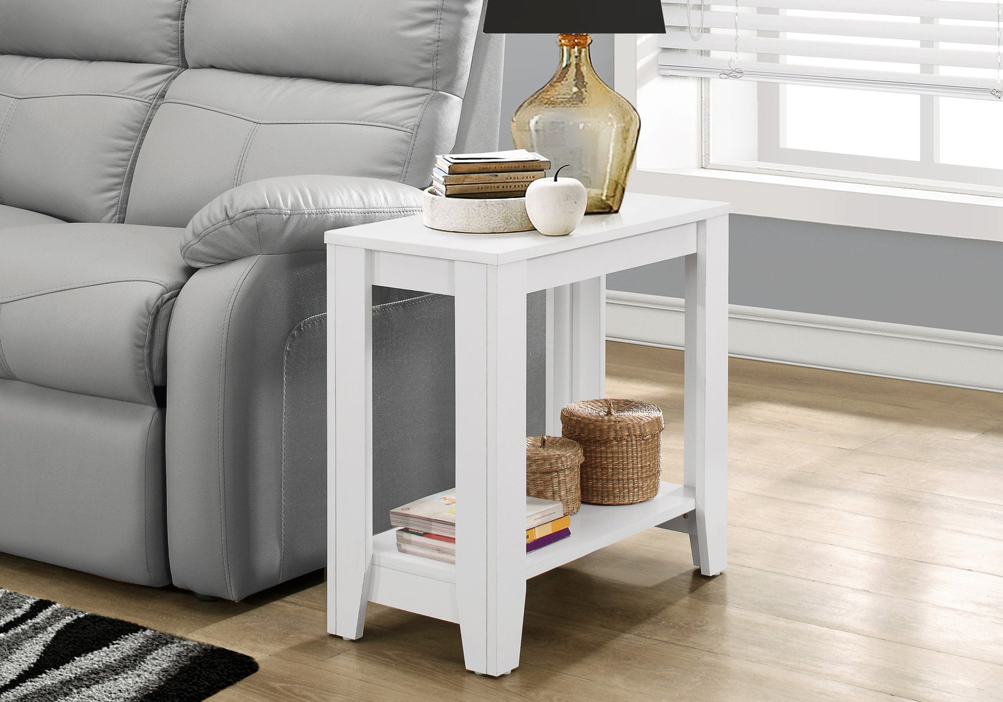 Modern White Accent Table - Stylish Side Table for Living Room, Bedroom & Office Decor - Perfect for Small Spaces & Home Staging