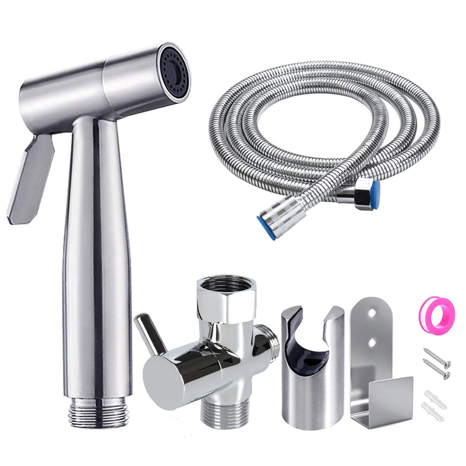 Portable Handheld Bidet Sprayer for Toilet - Adjustable Pressure Nozzle, Hygienic Cloth Diaper Sprayer & Feminine Wash Attachment with 59